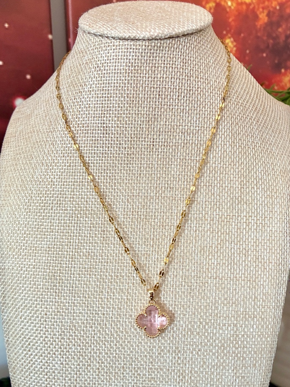 Pink Clover Necklace